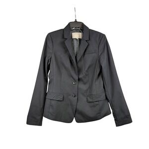 Banana Republic Black Wool Blend Blazer Jacket Women‎ Size 8 Two Button